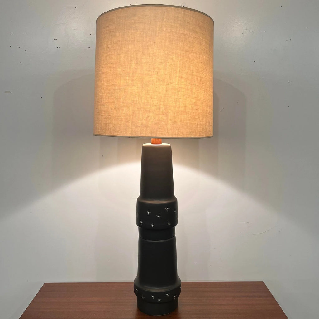 Large Martz Ceramic and Walnut Table Lamp