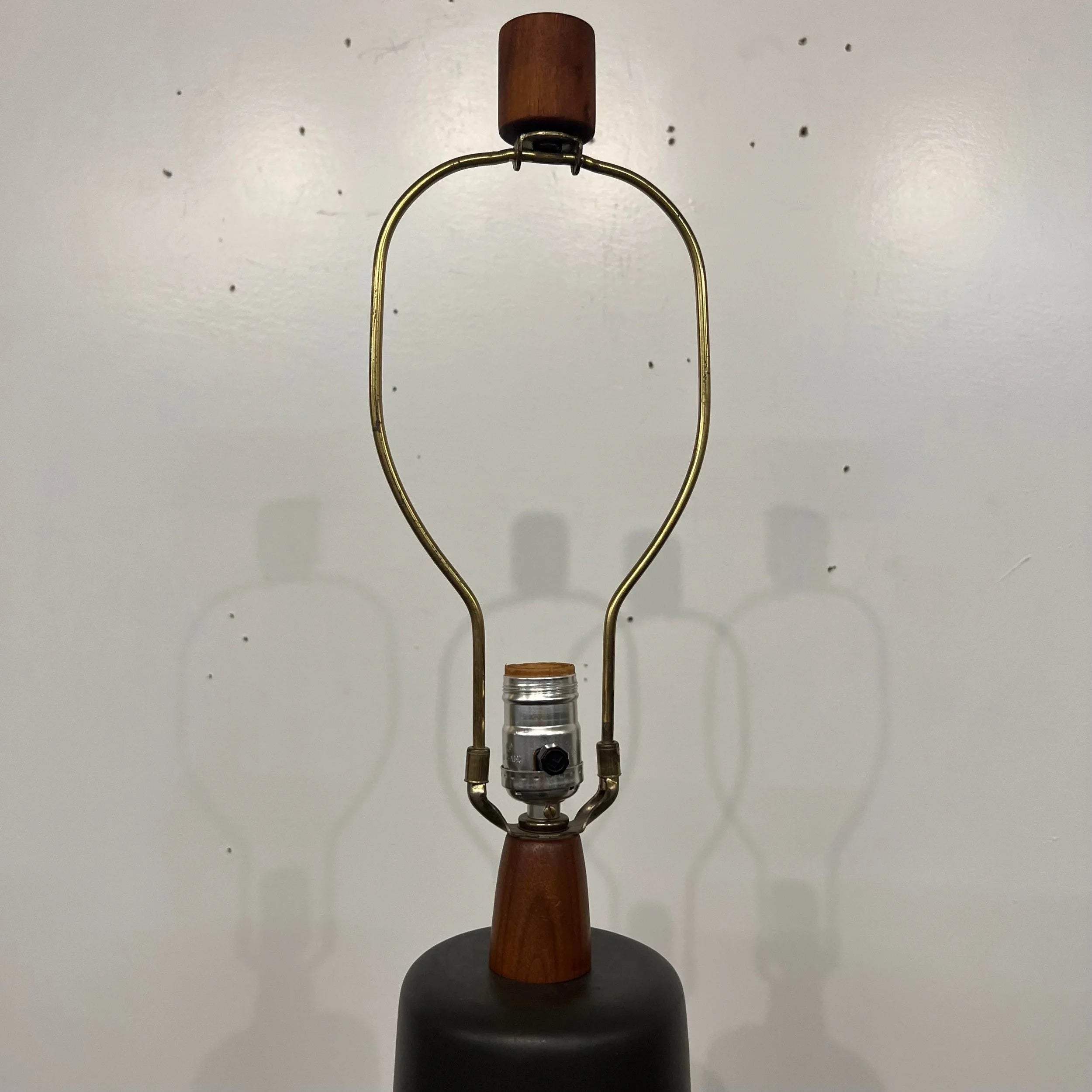 Large Martz Ceramic and Walnut Table Lamp