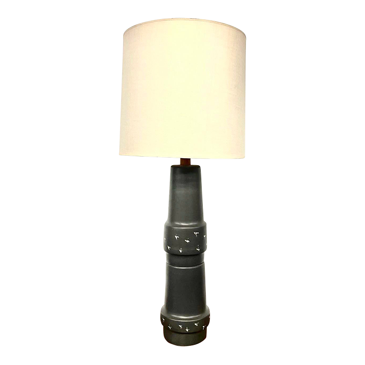 Large Martz Ceramic and Walnut Table Lamp