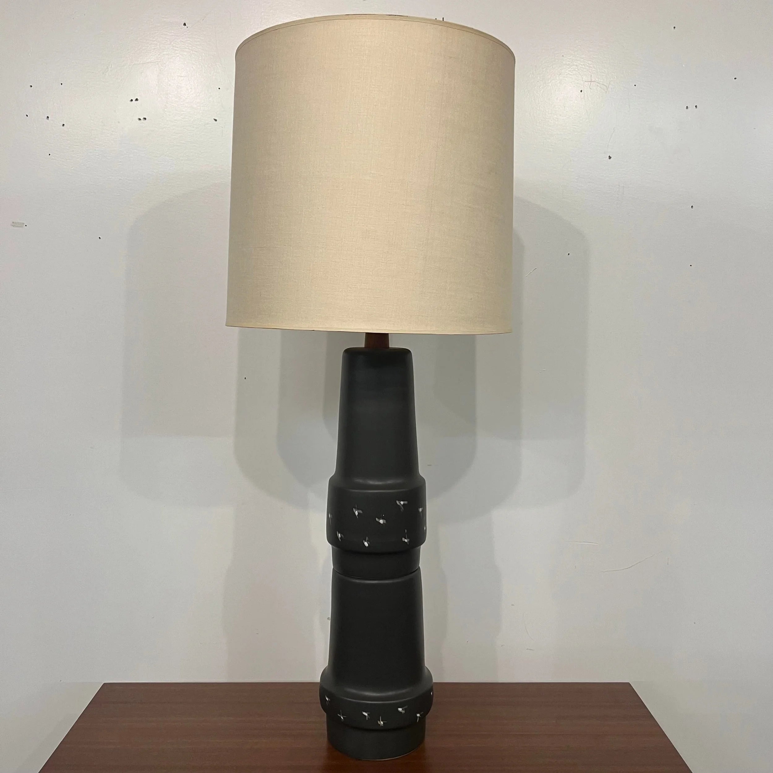 Large Martz Ceramic and Walnut Table Lamp