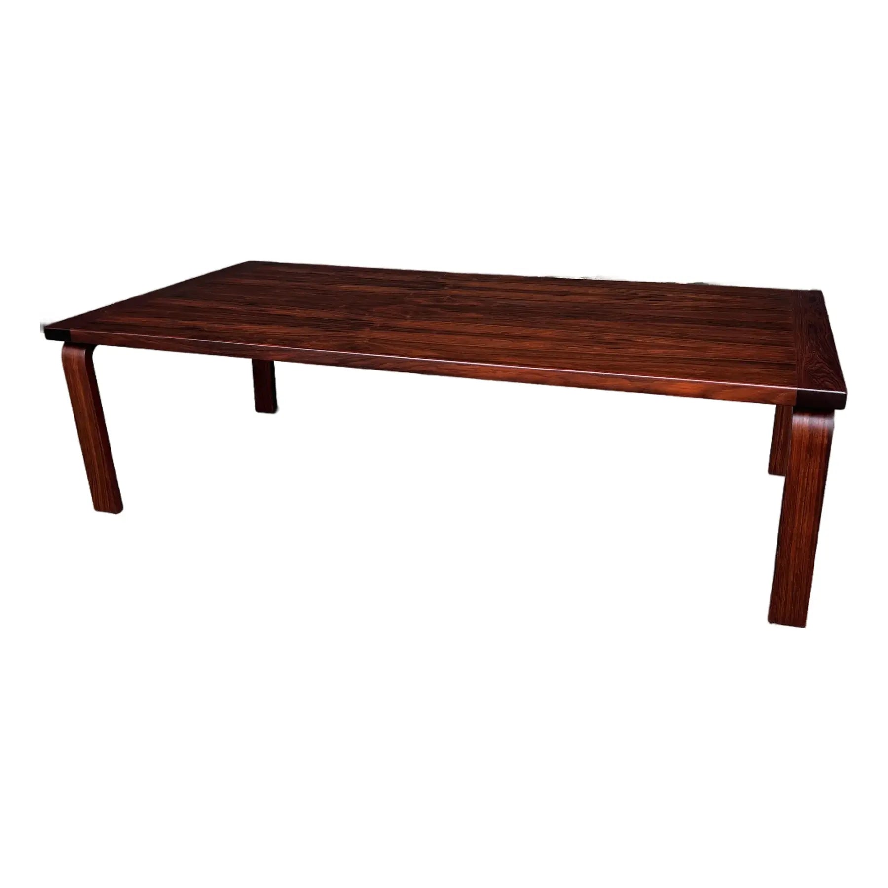 Large Mid-Century Modern Rosewood Coffee Table by Westnofa Bentwood Legs
