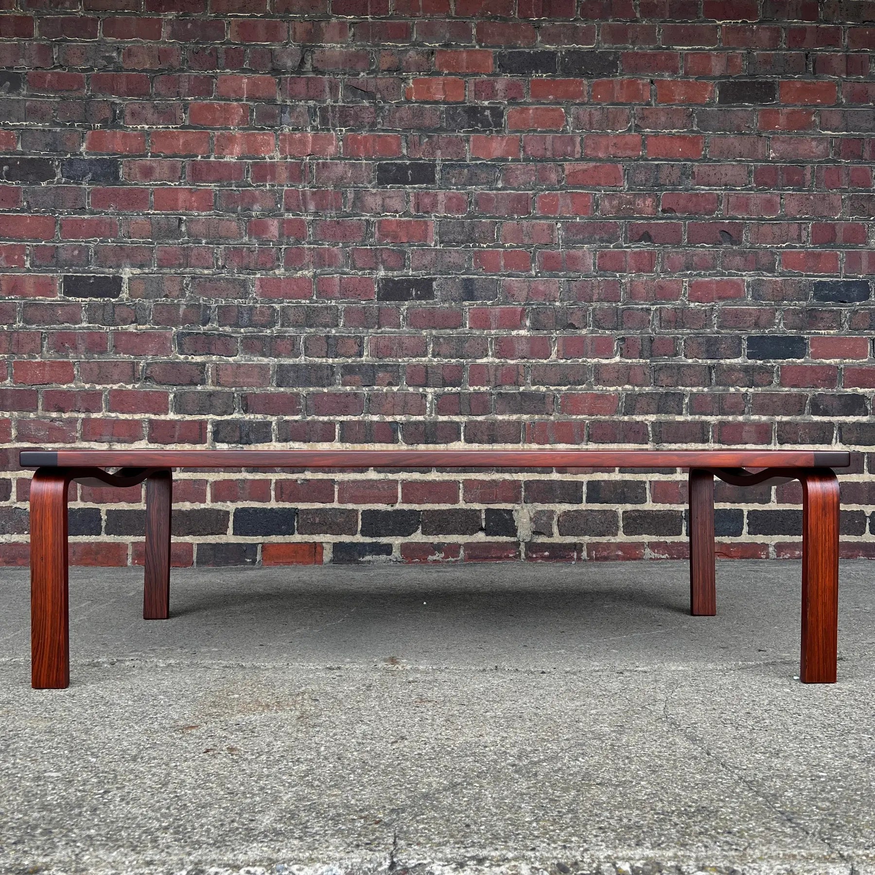 Large Mid-Century Modern Rosewood Coffee Table by Westnofa Bentwood Legs