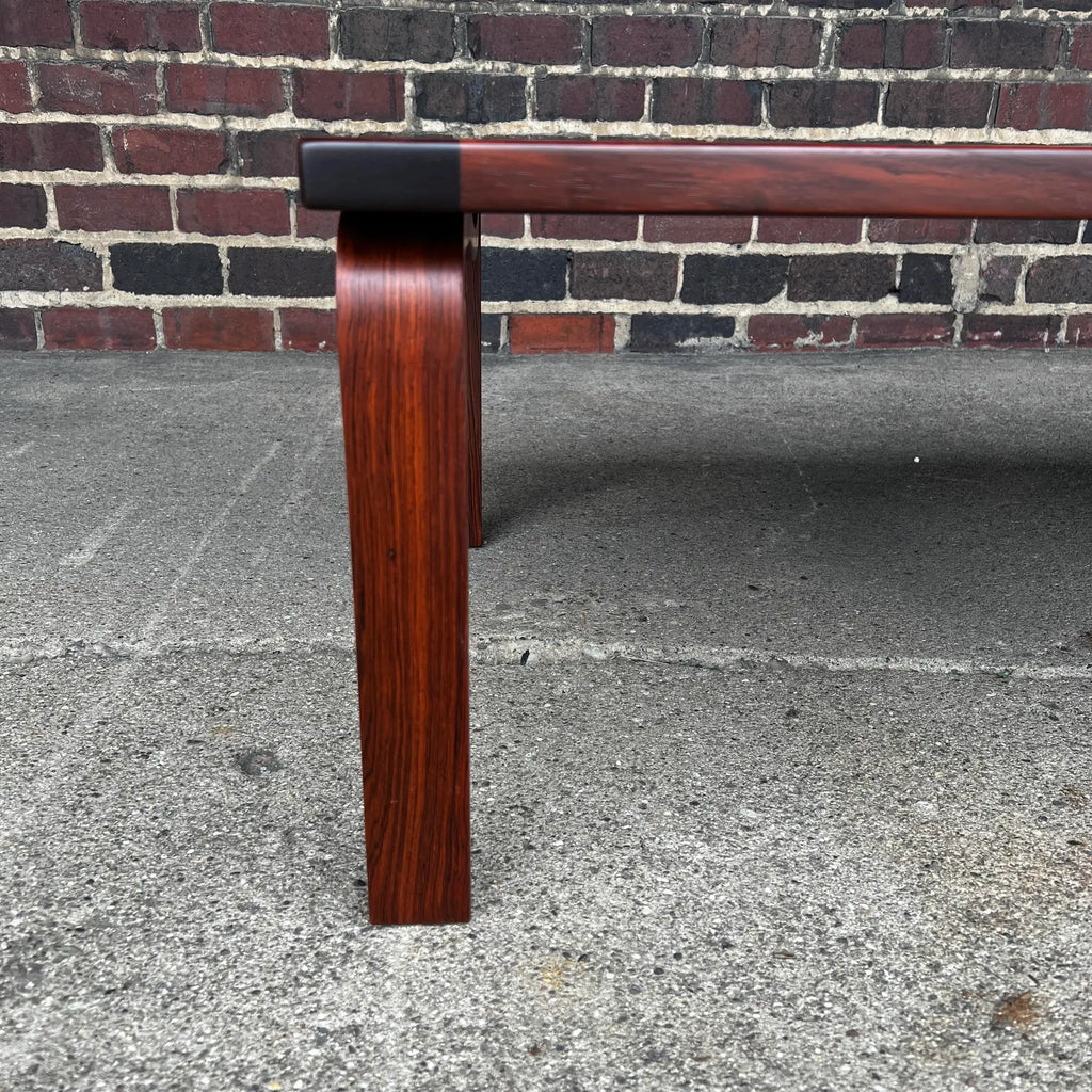 Large Mid-Century Modern Rosewood Coffee Table by Westnofa Bentwood Legs