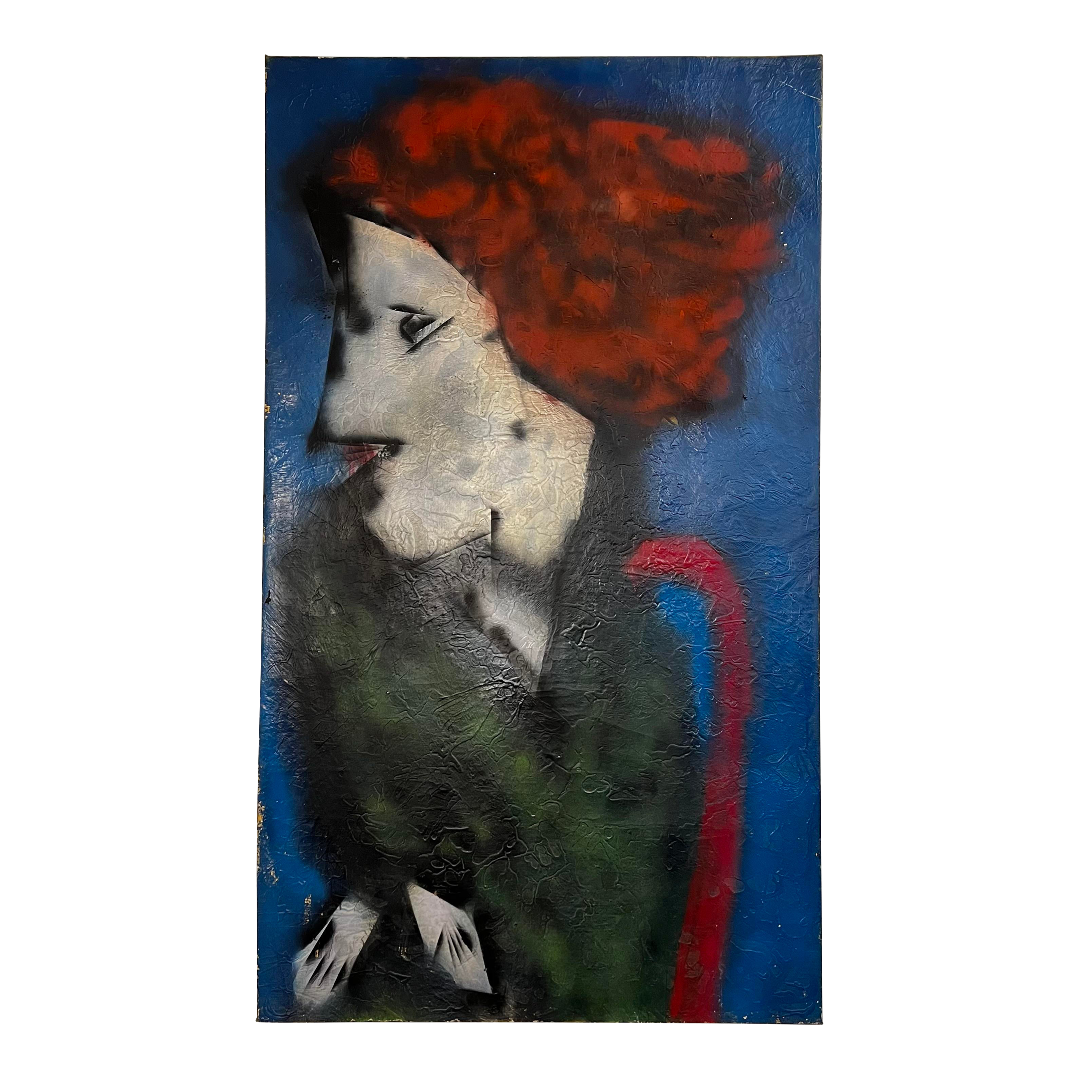 Large Portrait Painting Red Haired Woman