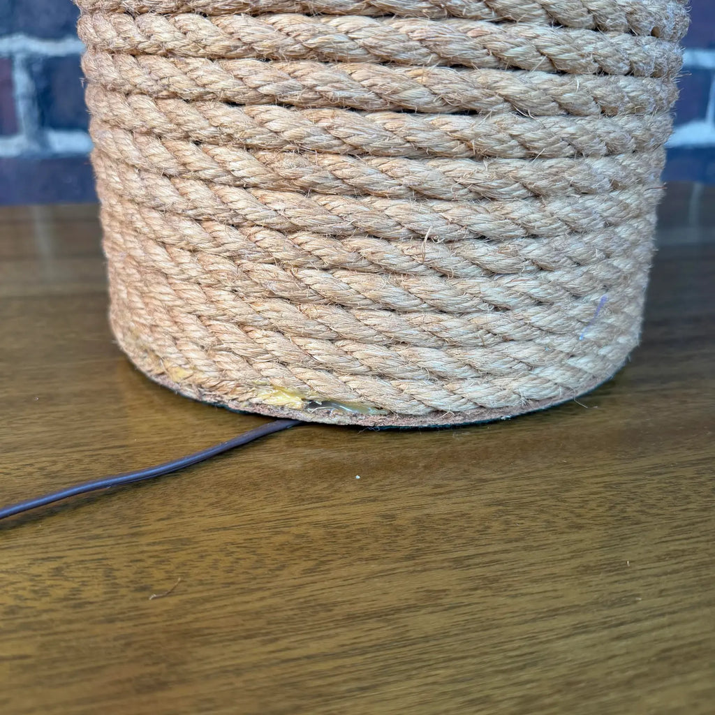 Large Vintage Rope Table Lamp Western Rustic