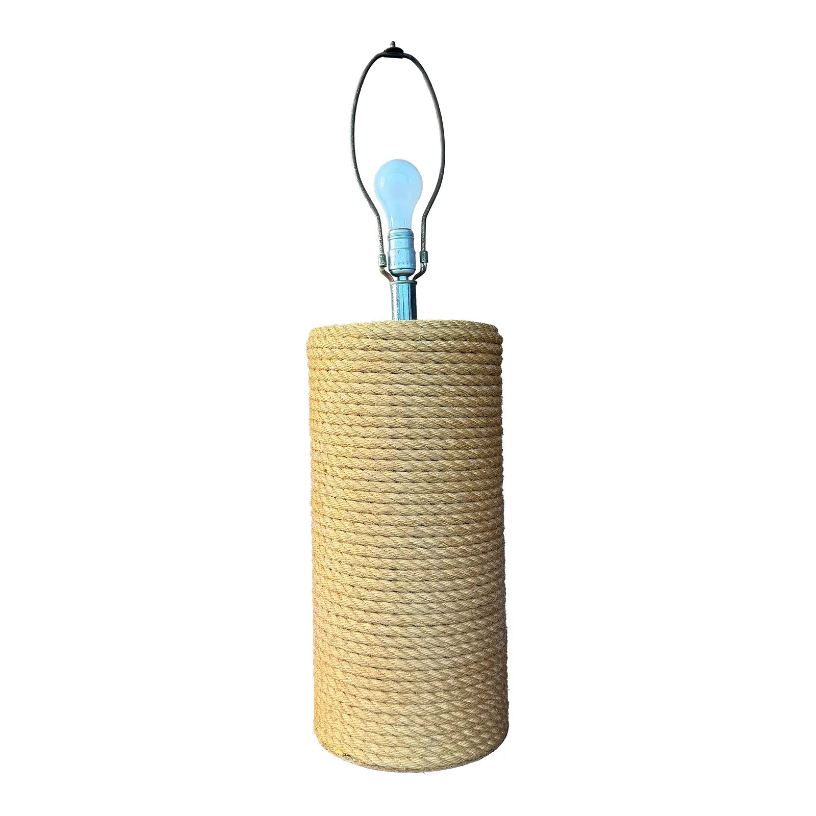 Large Vintage Rope Table Lamp Western Rustic