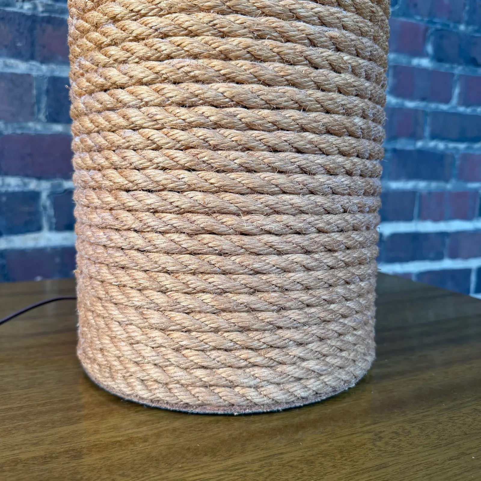 Large Vintage Rope Table Lamp Western Rustic