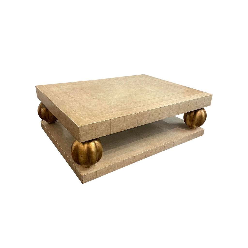 1980s Leather Wrapped Coffee Table