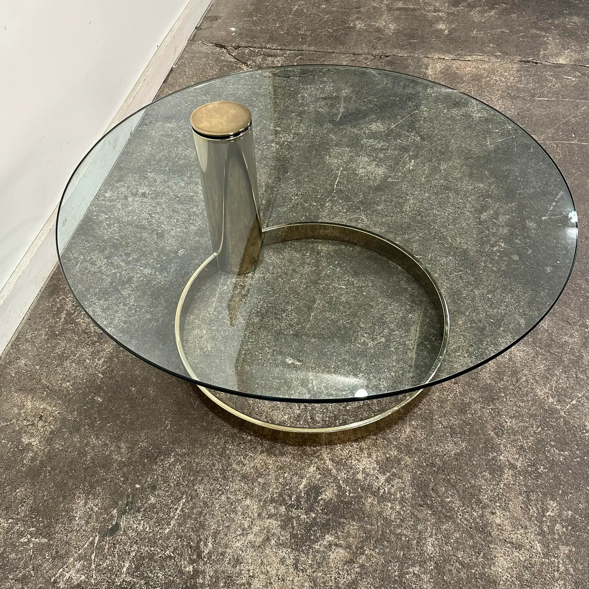 Leon Rosen for Pace Cantilever Brass and Glass Postmodern Coffee Table