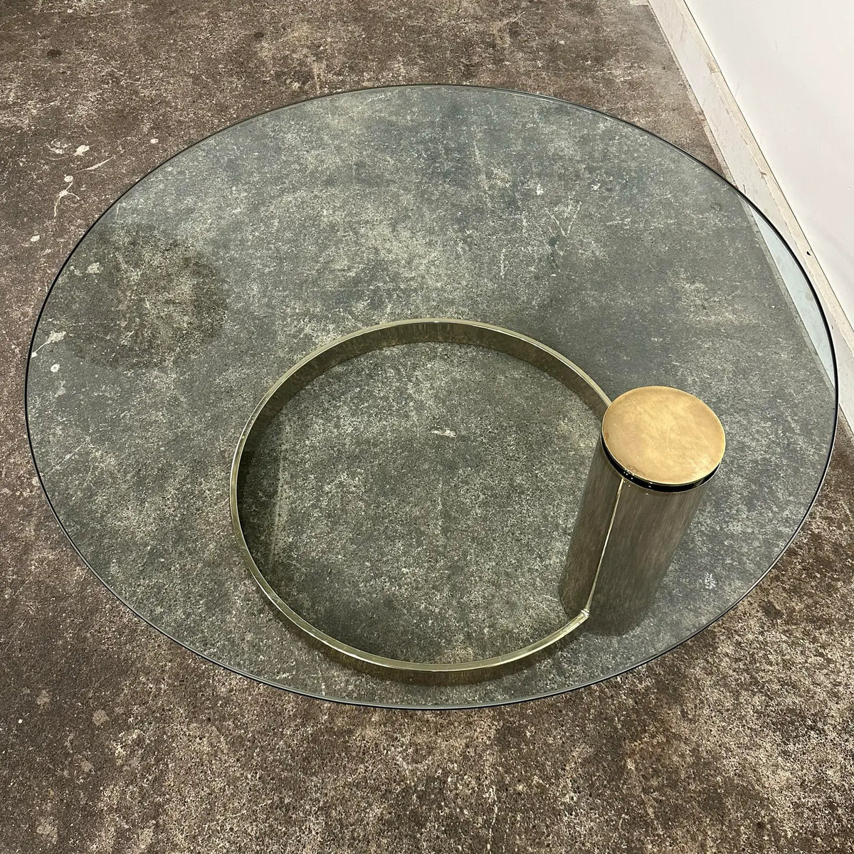 Leon Rosen for Pace Cantilever Brass and Glass Postmodern Coffee Table