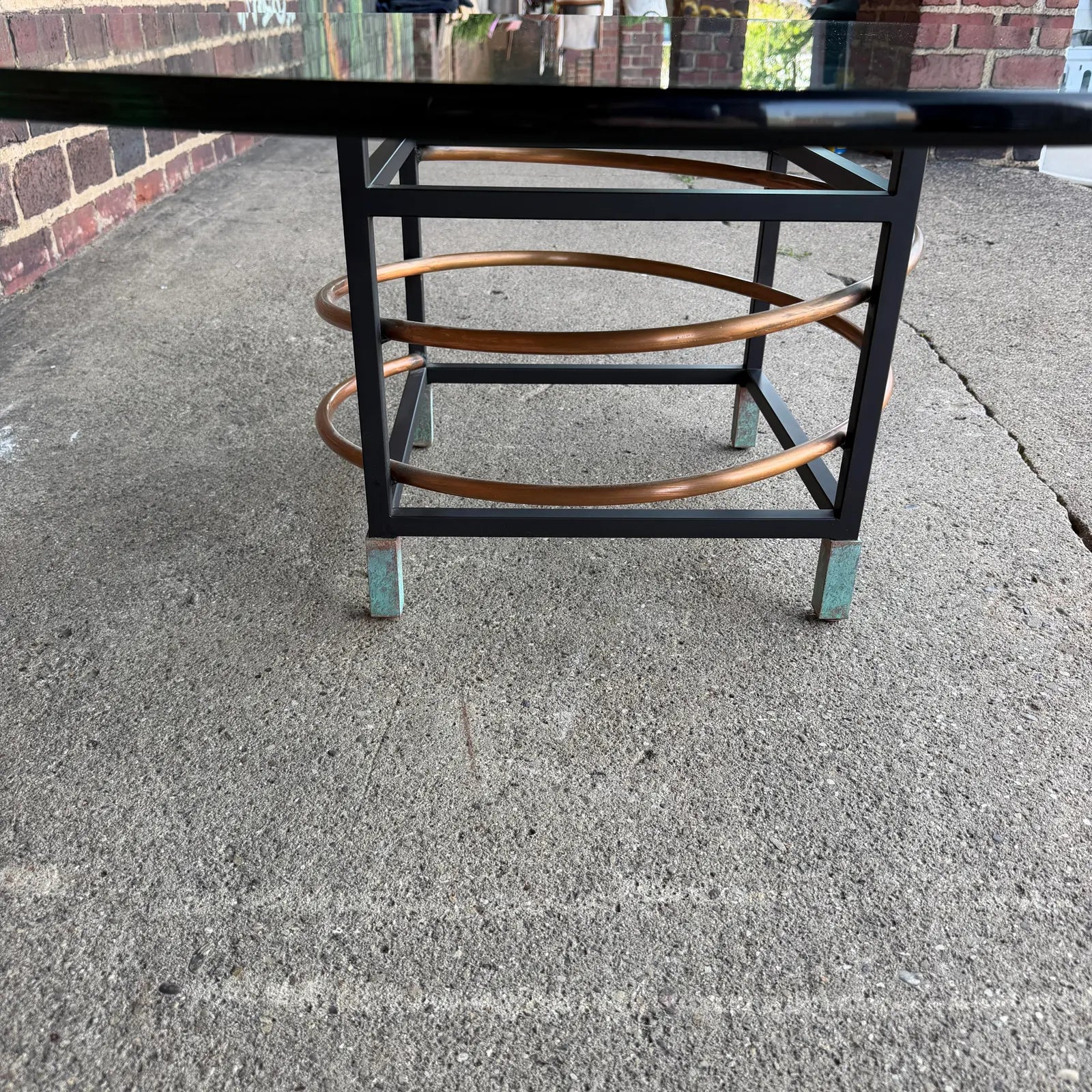 Leon Rosen for Pace Collection Copper and Glass Coffee Table