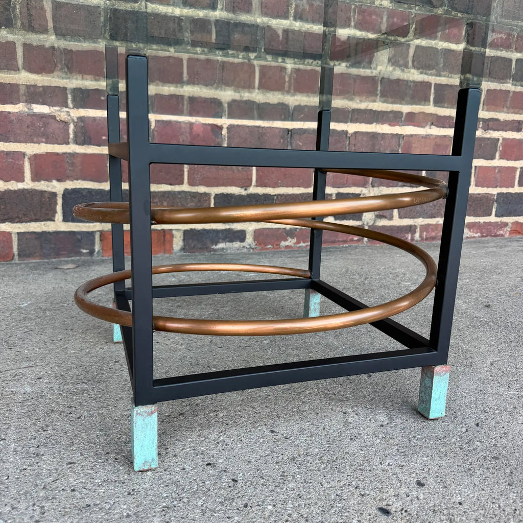 Leon Rosen for Pace Collection Copper and Glass Coffee Table
