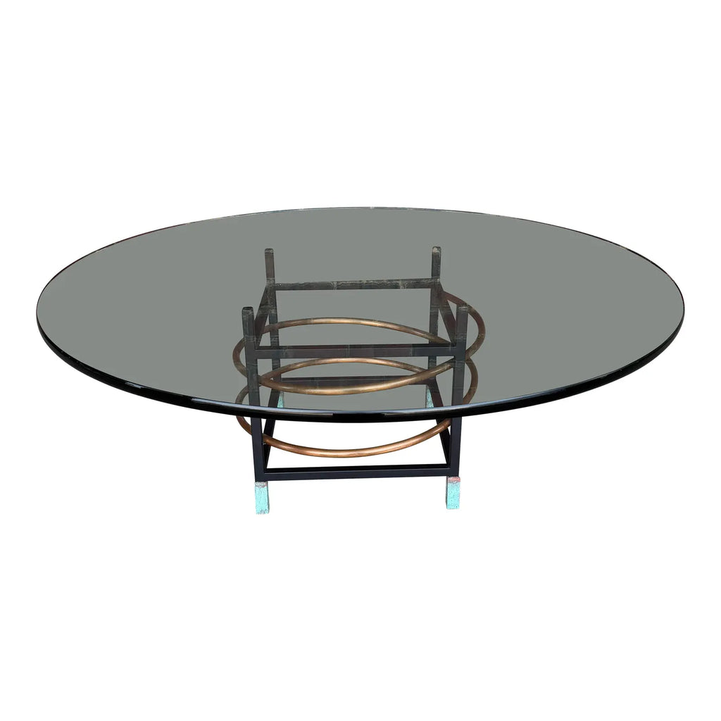 Leon Rosen for Pace Collection Copper and Glass Coffee Table