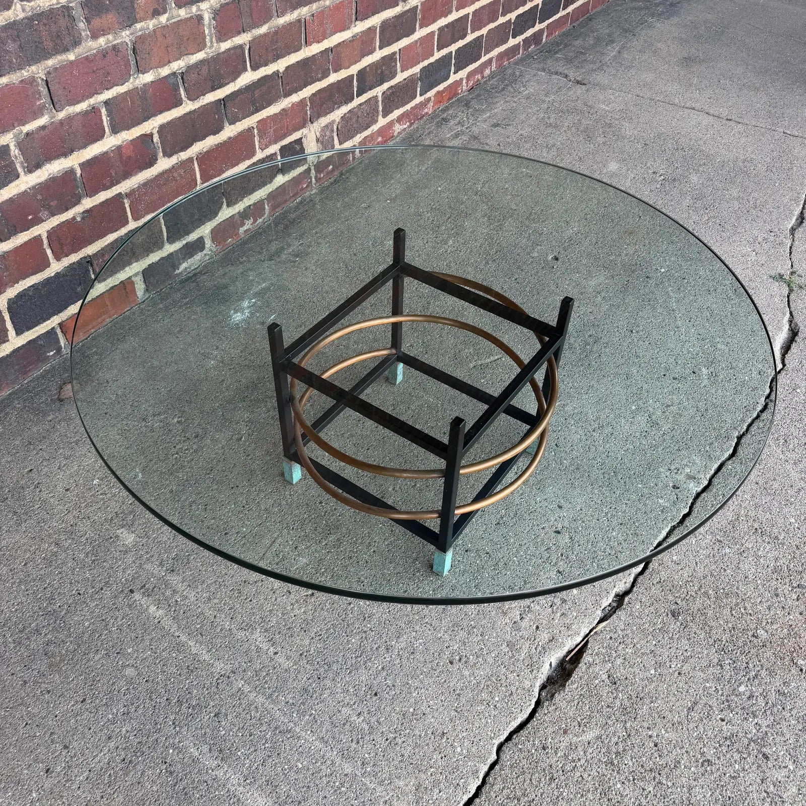 Leon Rosen for Pace Collection Copper and Glass Coffee Table