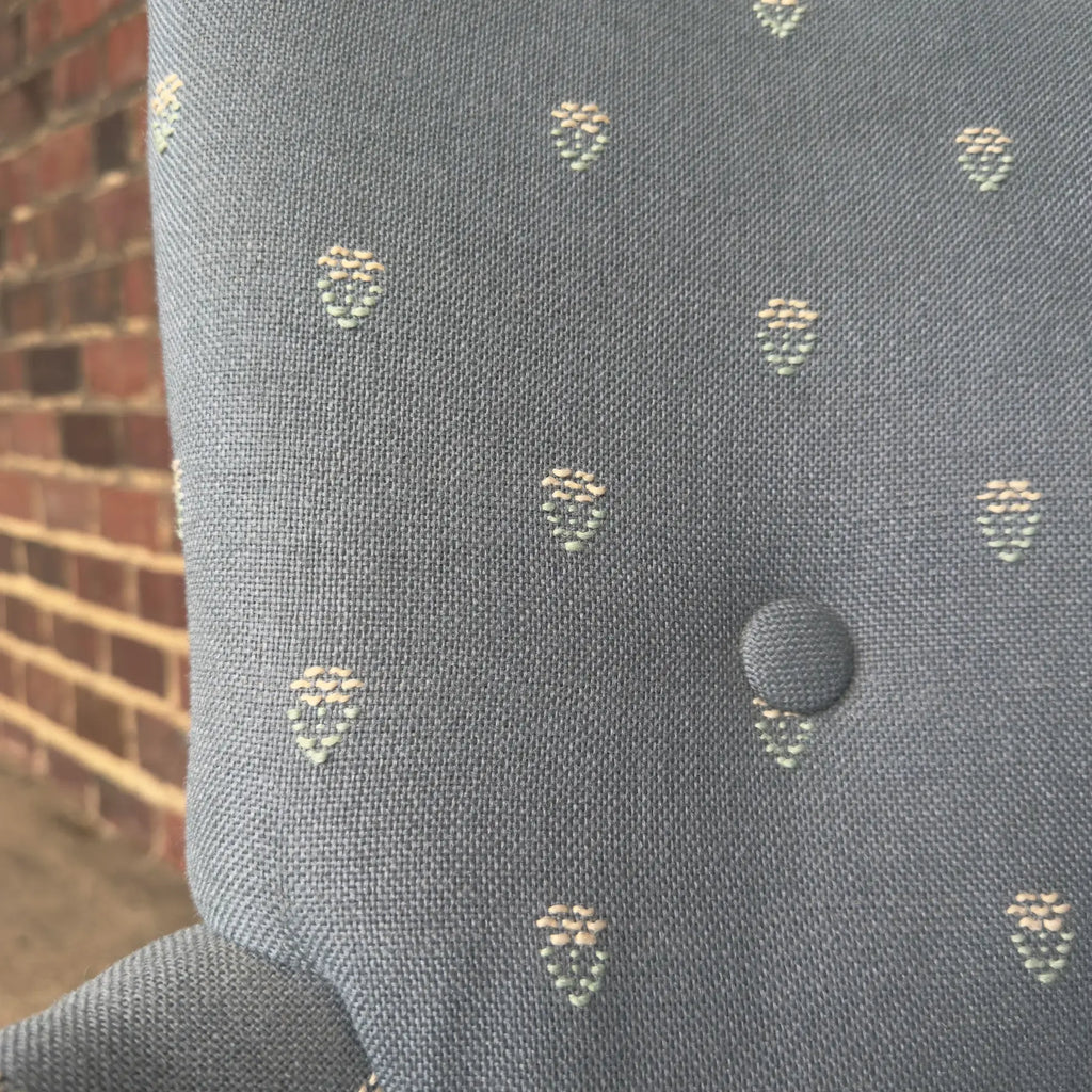 Light Blue Embroidered Mid Century Style Accent Chair