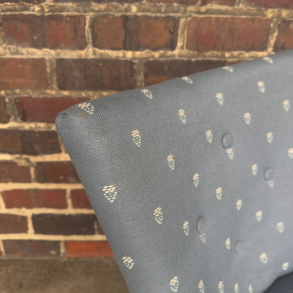 Light Blue Embroidered Mid Century Style Accent Chair