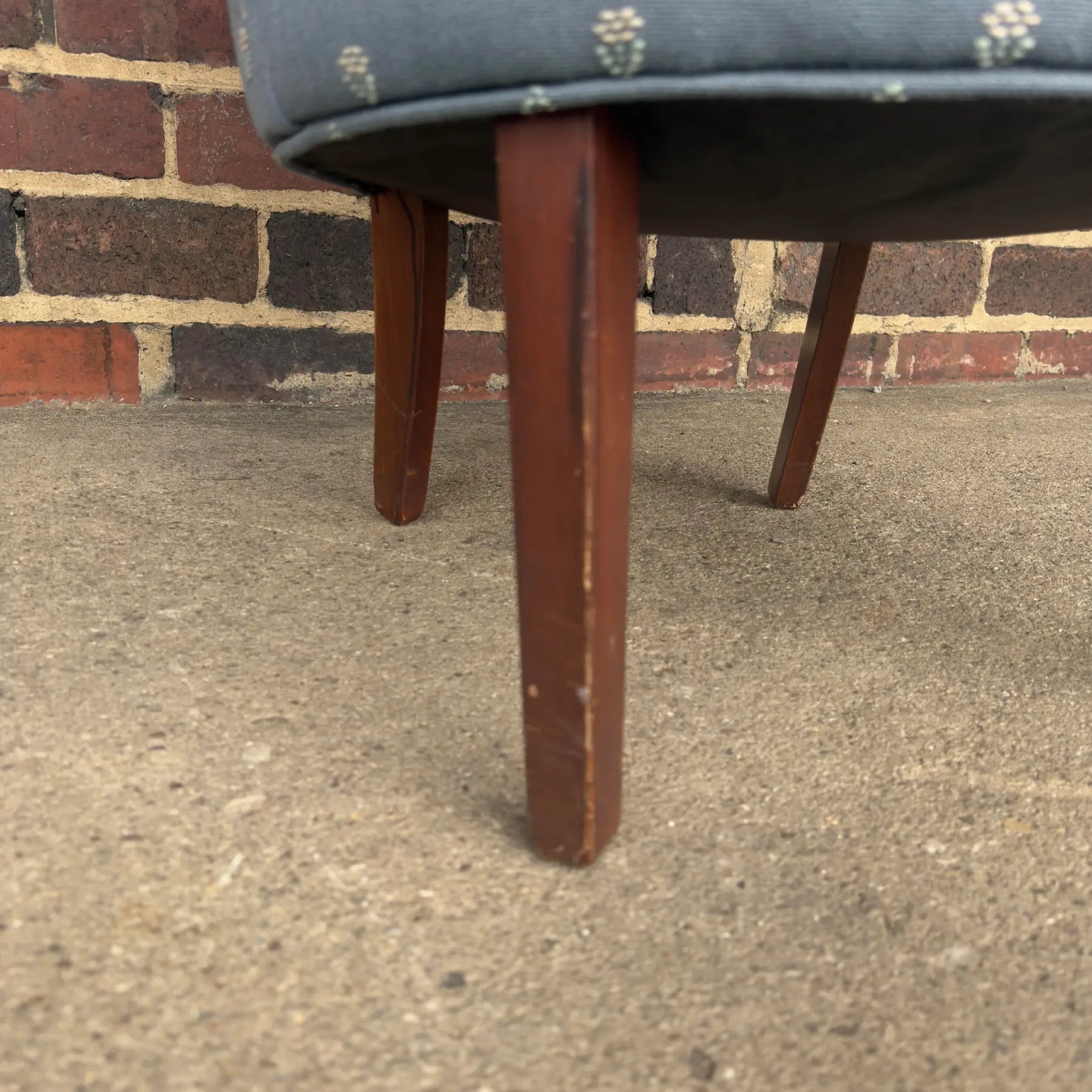 Light Blue Embroidered Mid Century Style Accent Chair