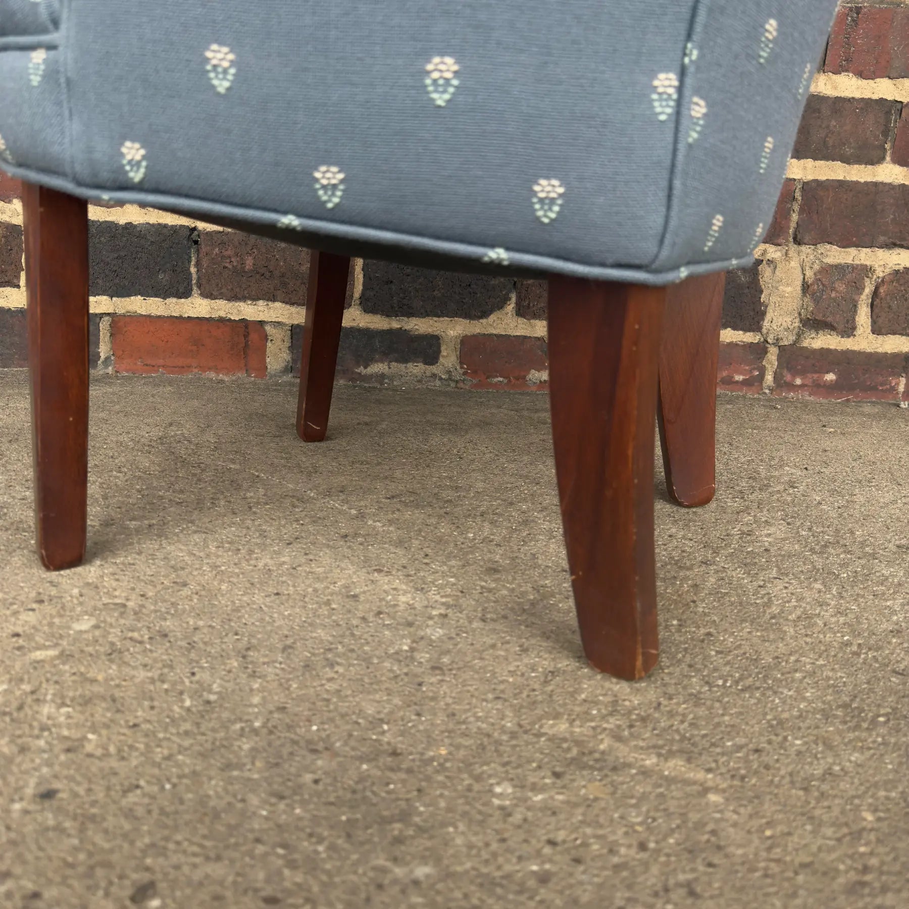 Light Blue Embroidered Mid Century Style Accent Chair