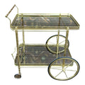 Maison Jansen Style Two Tiered Brass Bar Cart Hollywood Regency
