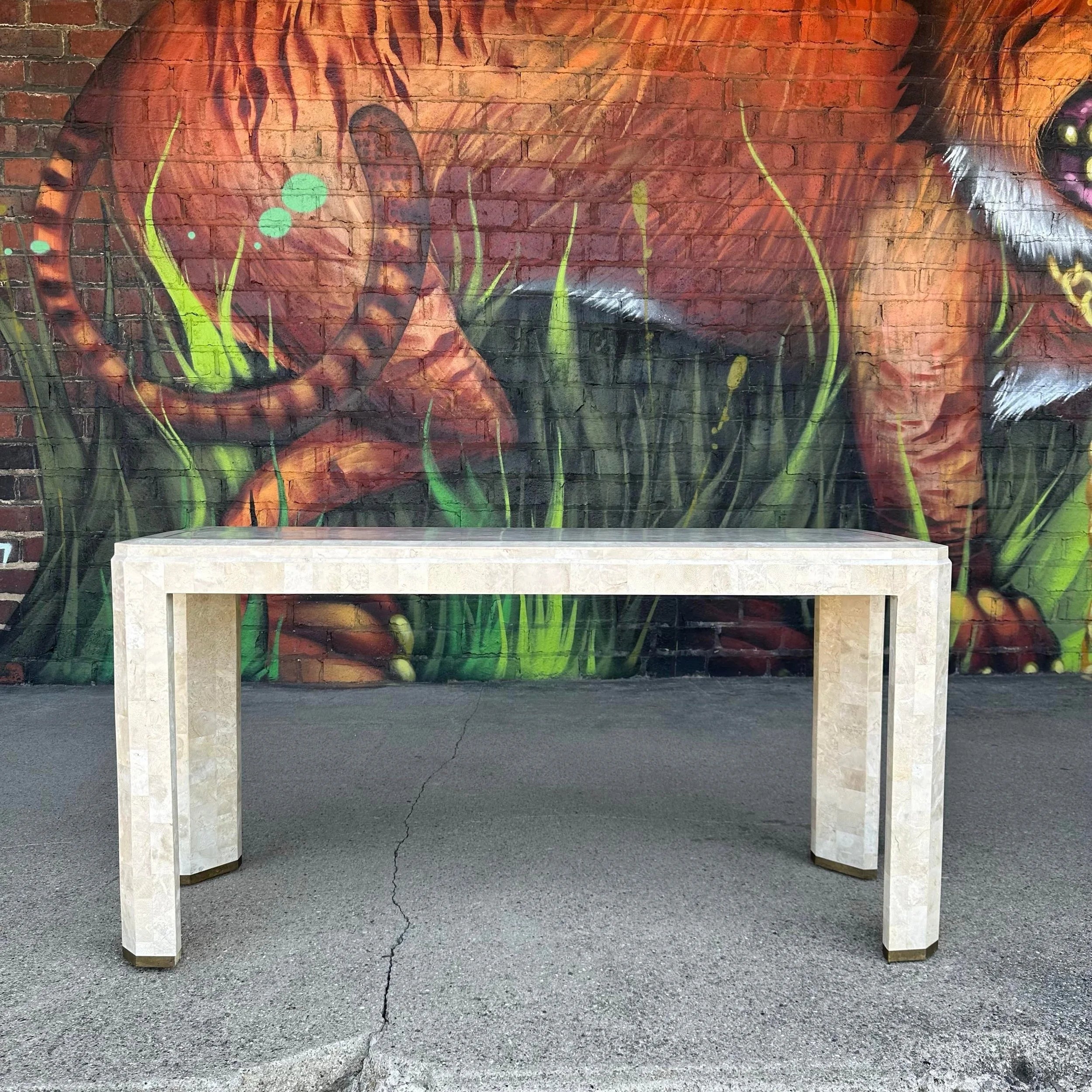 Maitland-Smith Tessellated Marble Console Table