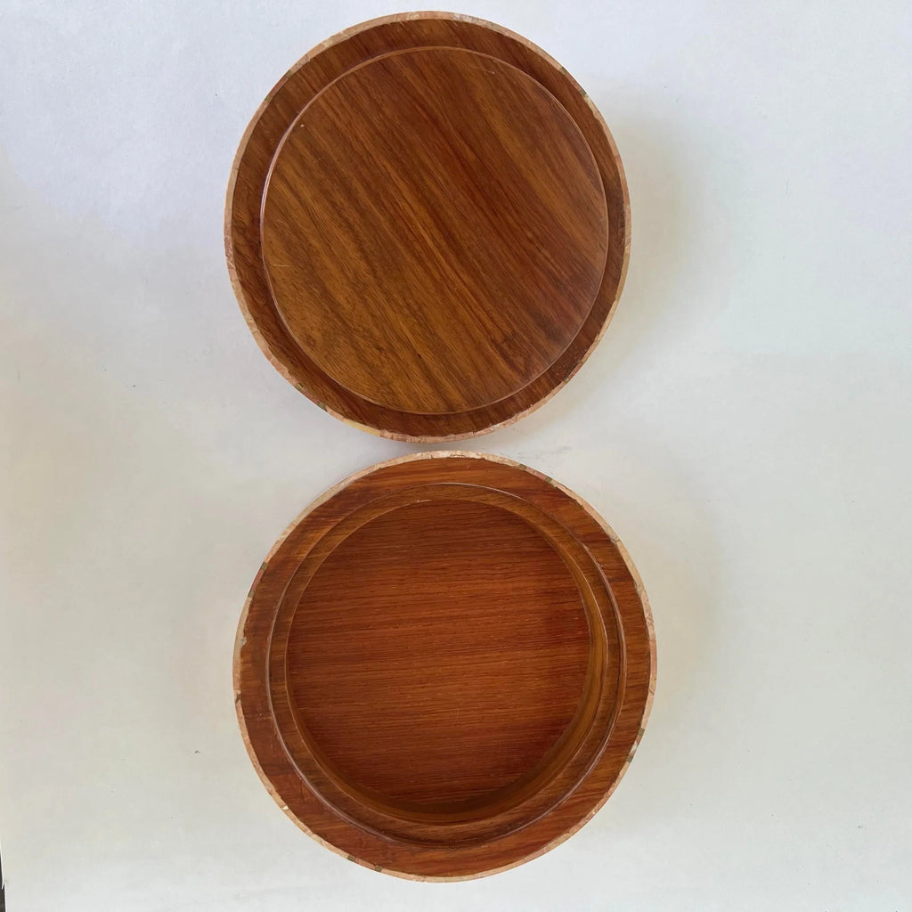 Maitland Smith Tessellated Marble Round Box Locking