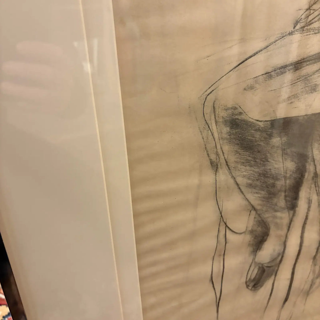 Mario Fallani “Study of Seated Woman” Pencil Drawing