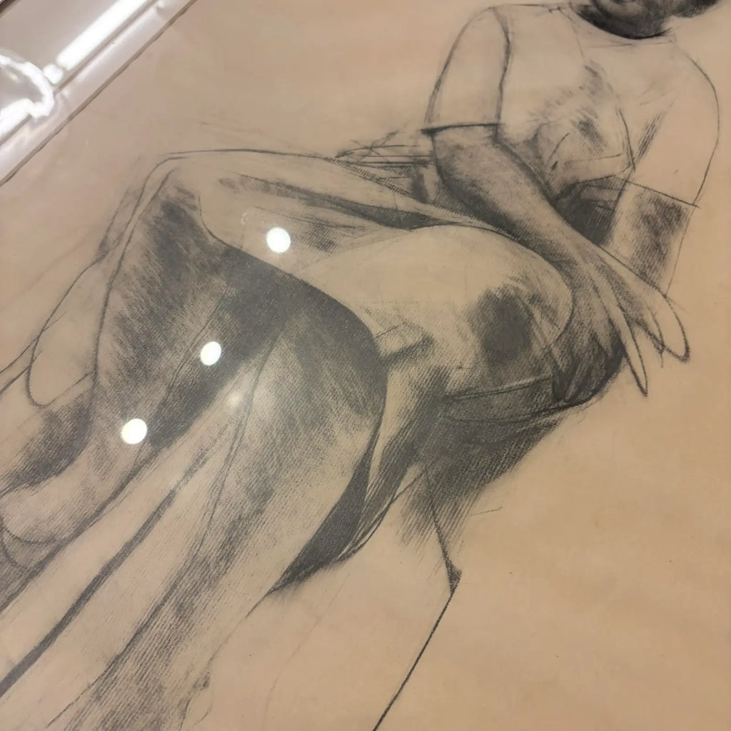 Mario Fallani “Study of Seated Woman” Pencil Drawing
