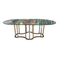 Mastercraft Brass & Glass Dining Table – Racetrack Form