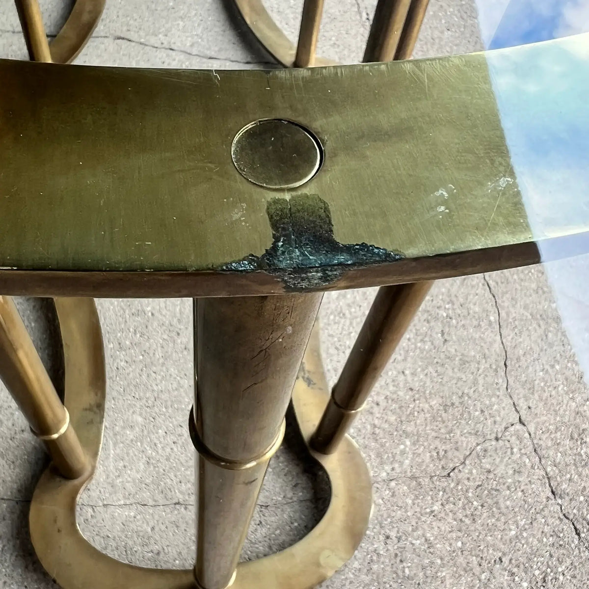 Mastercraft Brass & Glass Dining Table – Racetrack Form