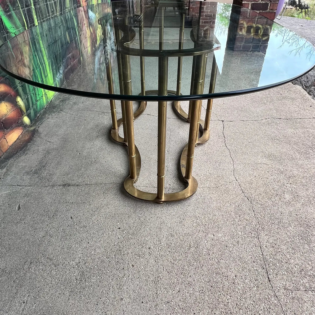 Mastercraft Brass & Glass Dining Table – Racetrack Form