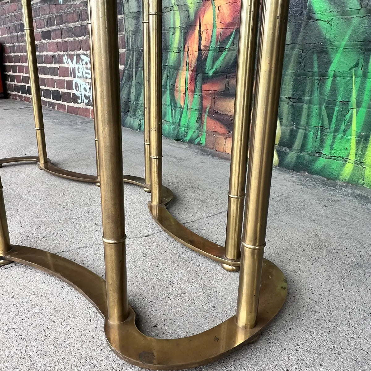 Mastercraft Brass & Glass Dining Table – Racetrack Form