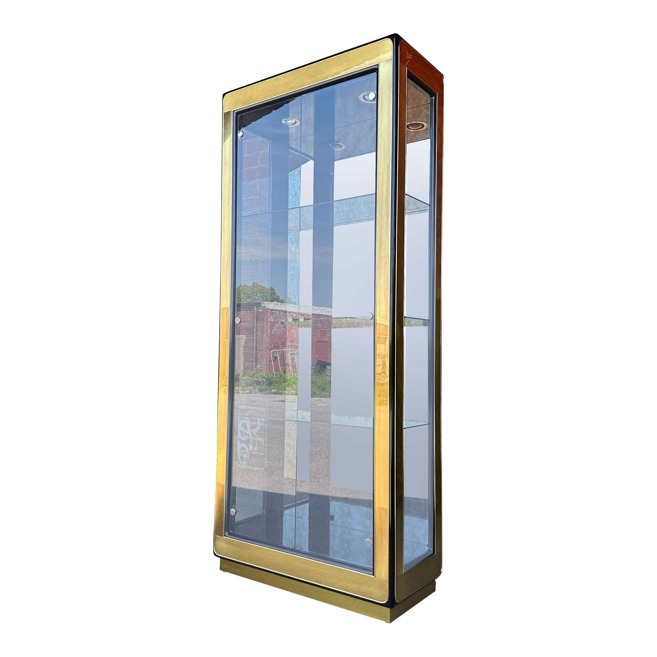 Mastercraft Burnished Brass and Glass Etagere Display Cabinet (2/2)