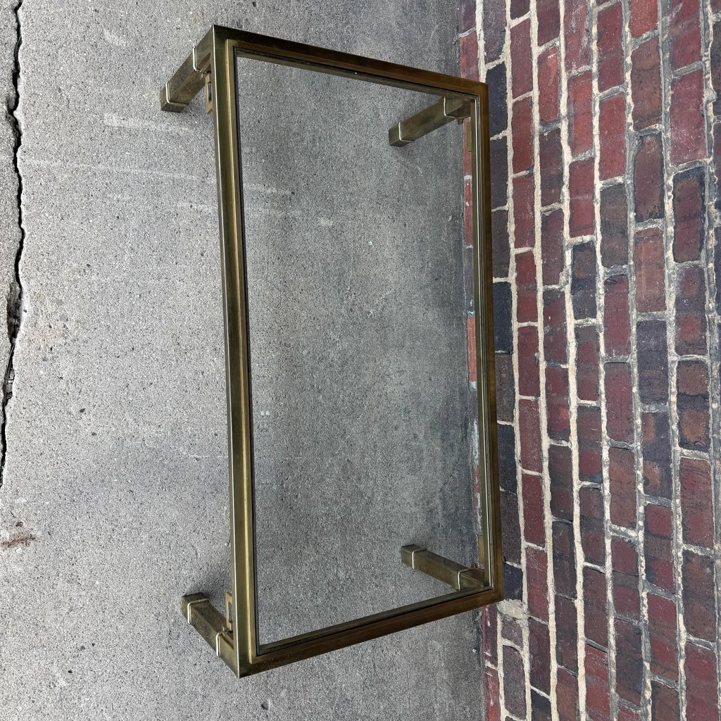 Mastercraft Greek Key Brass and Glass Coffee Table Rectangle