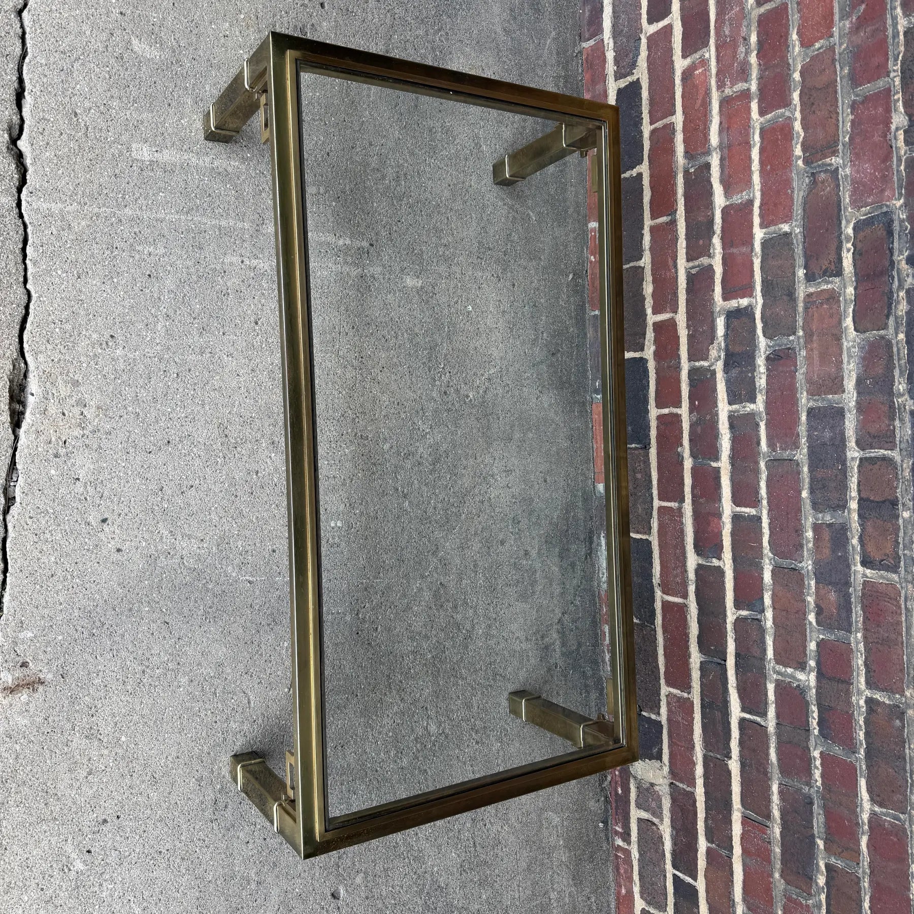 Mastercraft Greek Key Brass and Glass Coffee Table Rectangle