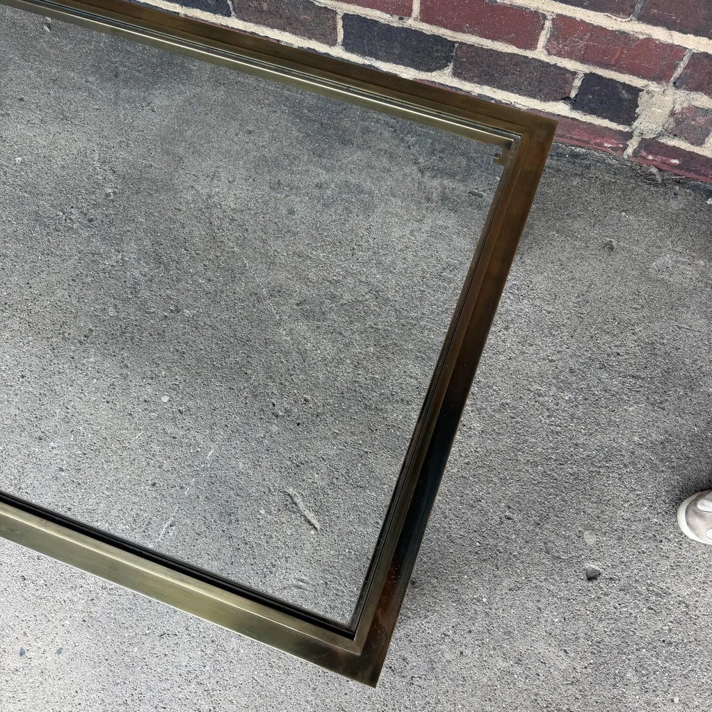 Mastercraft Greek Key Brass and Glass Coffee Table Rectangle