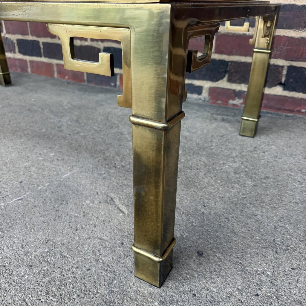 Mastercraft Greek Key Brass and Glass Coffee Table Rectangle