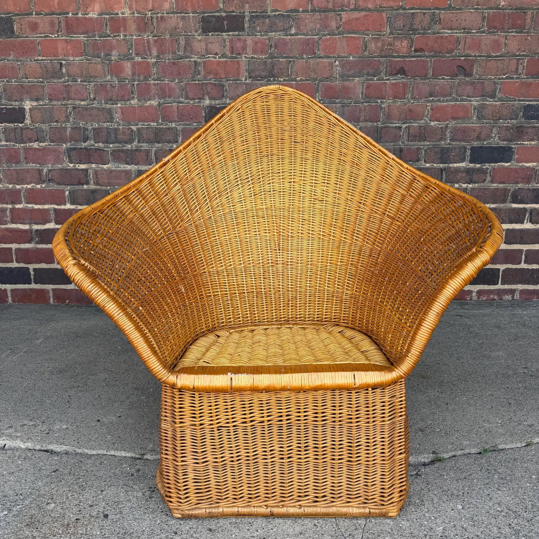 McGuire Sculptural Rattan Lounge Chair, 1970s – High Back Wicker