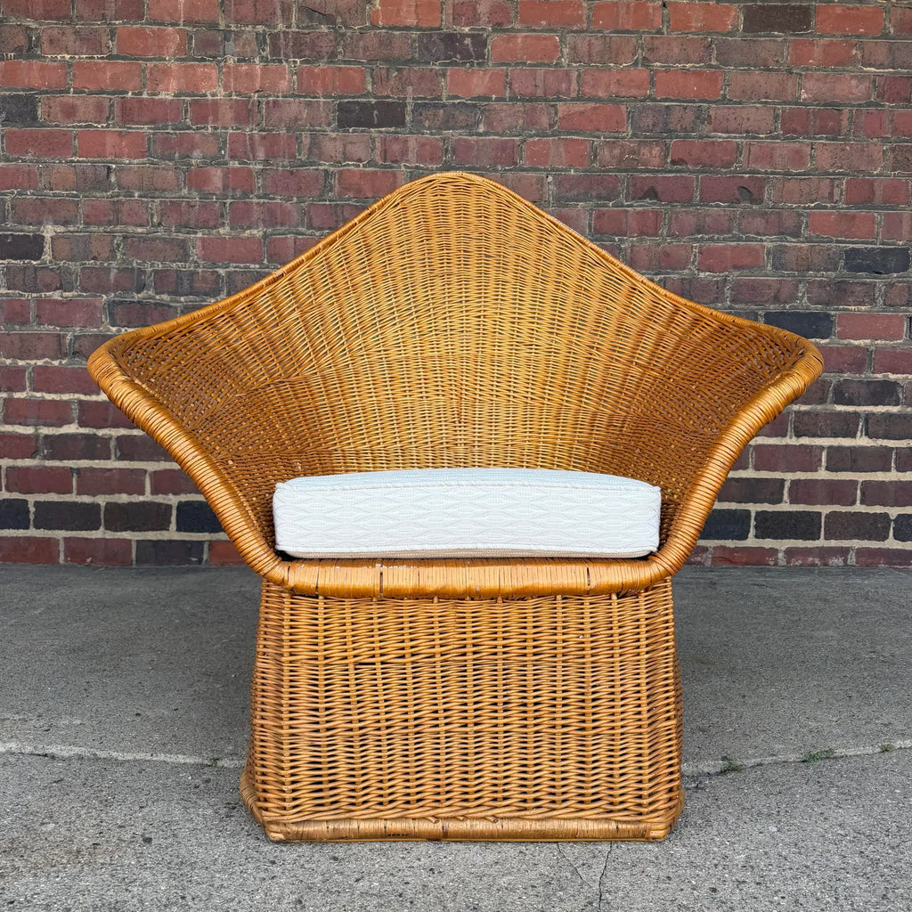 McGuire Sculptural Rattan Lounge Chair, 1970s – High Back Wicker