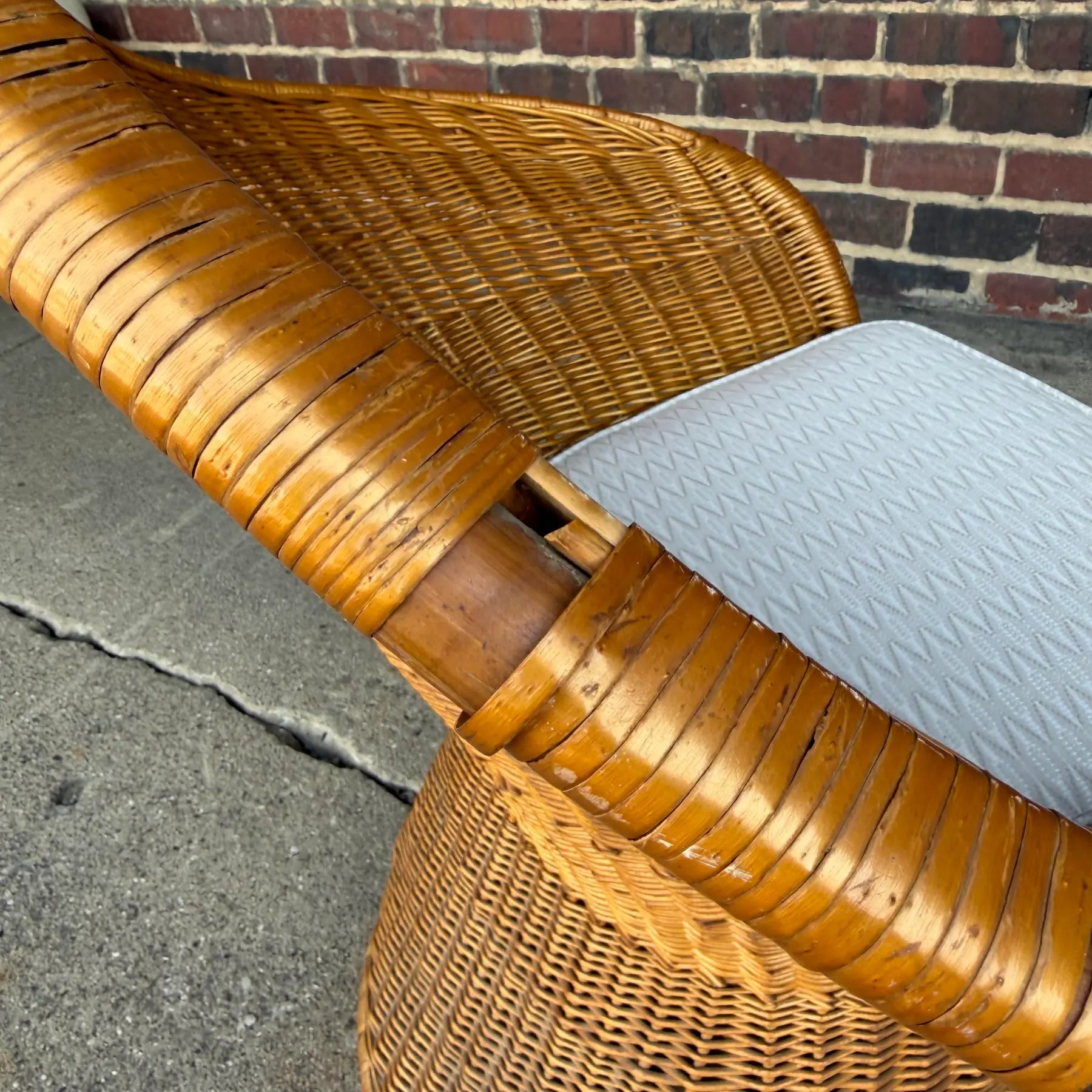 McGuire Sculptural Rattan Lounge Chair, 1970s – High Back Wicker