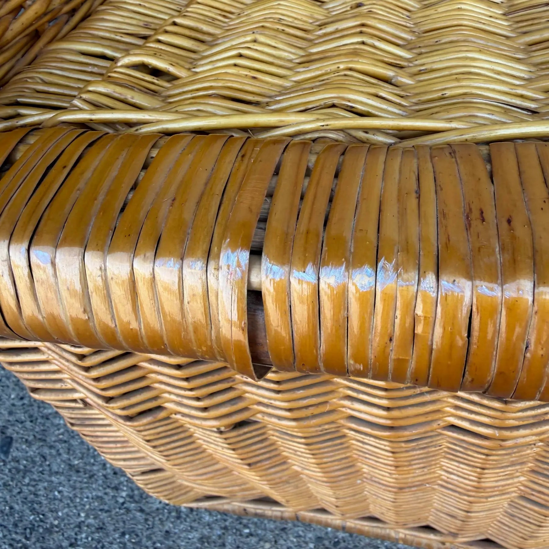 McGuire Sculptural Rattan Lounge Chair, 1970s – High Back Wicker