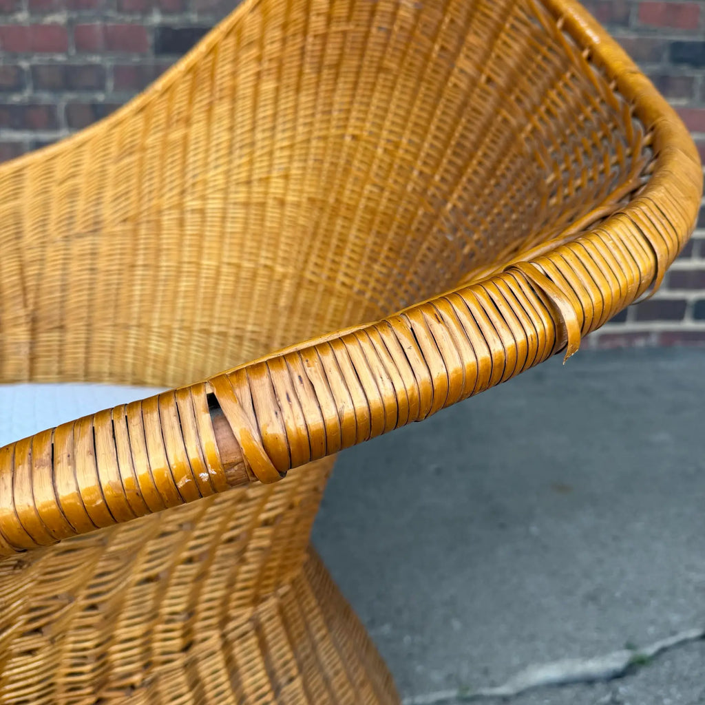 McGuire Sculptural Rattan Lounge Chair, 1970s – High Back Wicker
