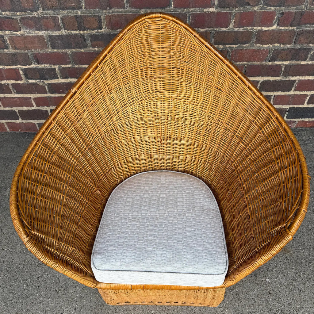 McGuire Sculptural Rattan Lounge Chair, 1970s – High Back Wicker