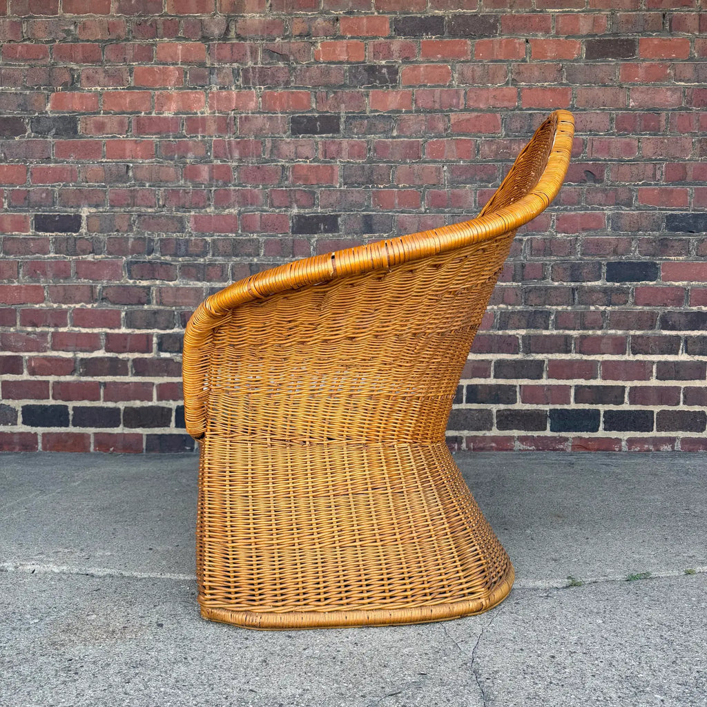 McGuire Sculptural Rattan Lounge Chair, 1970s – High Back Wicker