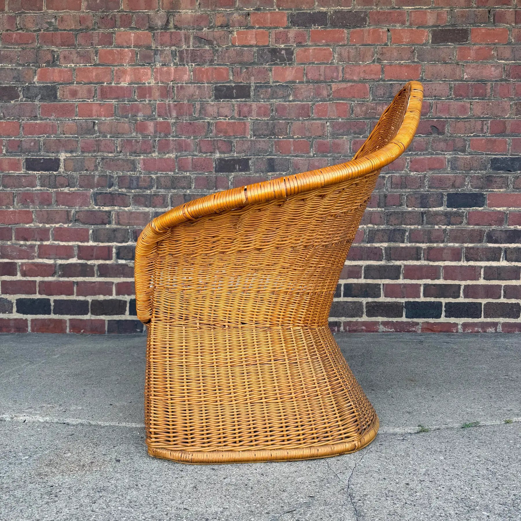 McGuire Sculptural Rattan Lounge Chair, 1970s – High Back Wicker