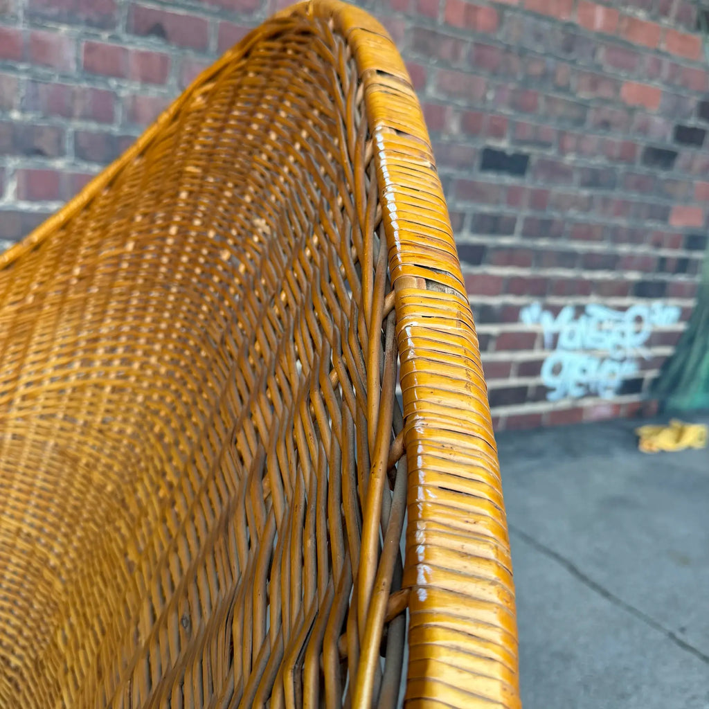 McGuire Sculptural Rattan Lounge Chair, 1970s – High Back Wicker