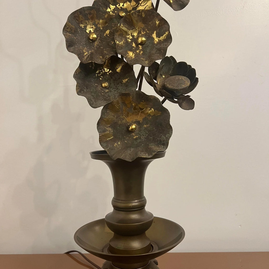Brass Sculptural Flower Lamp