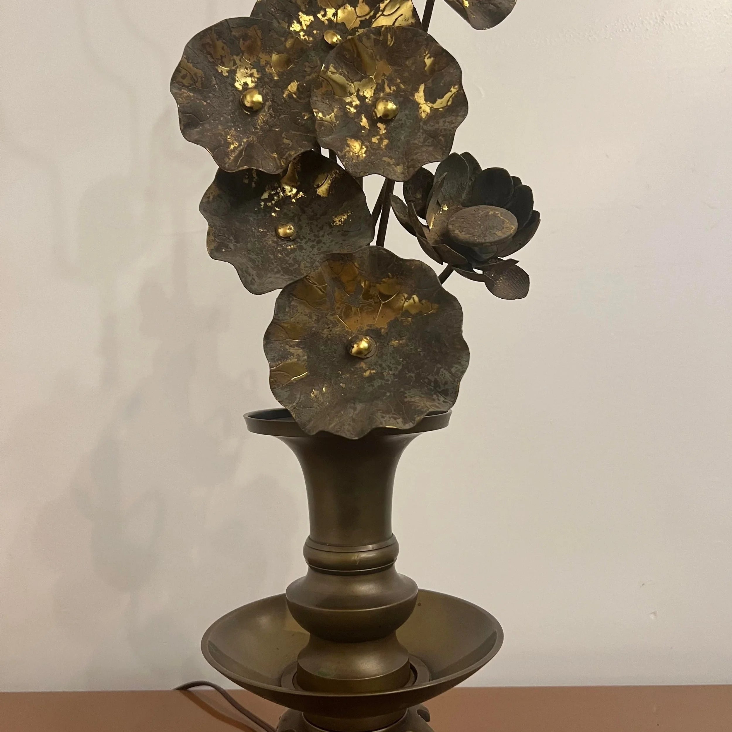 Brass Sculptural Flower Lamp