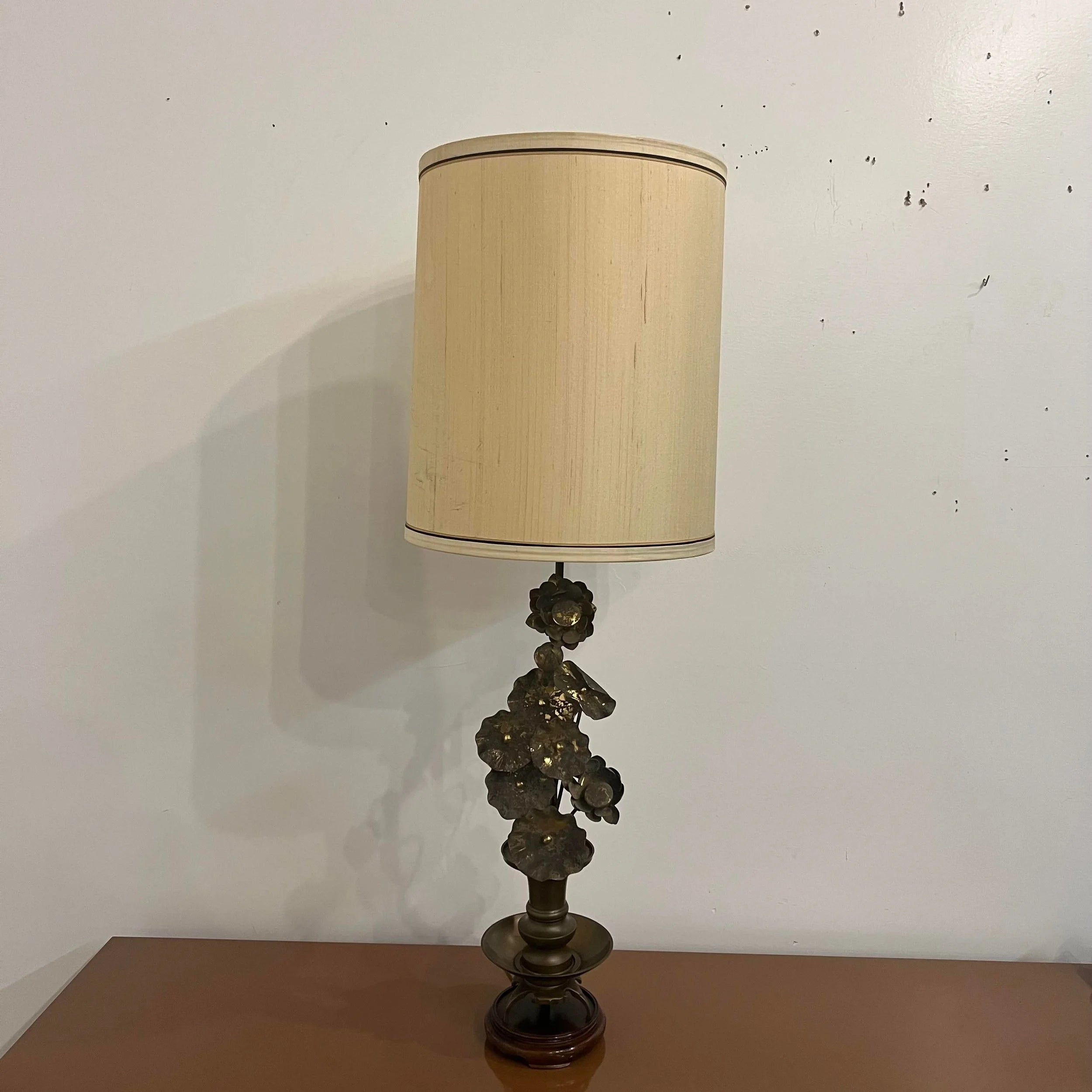 Brass Sculptural Flower Lamp