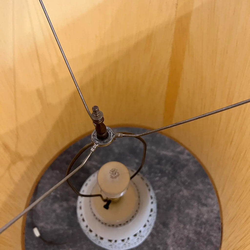 Mid-20th Century Cherry Blossom Pottery Lamp