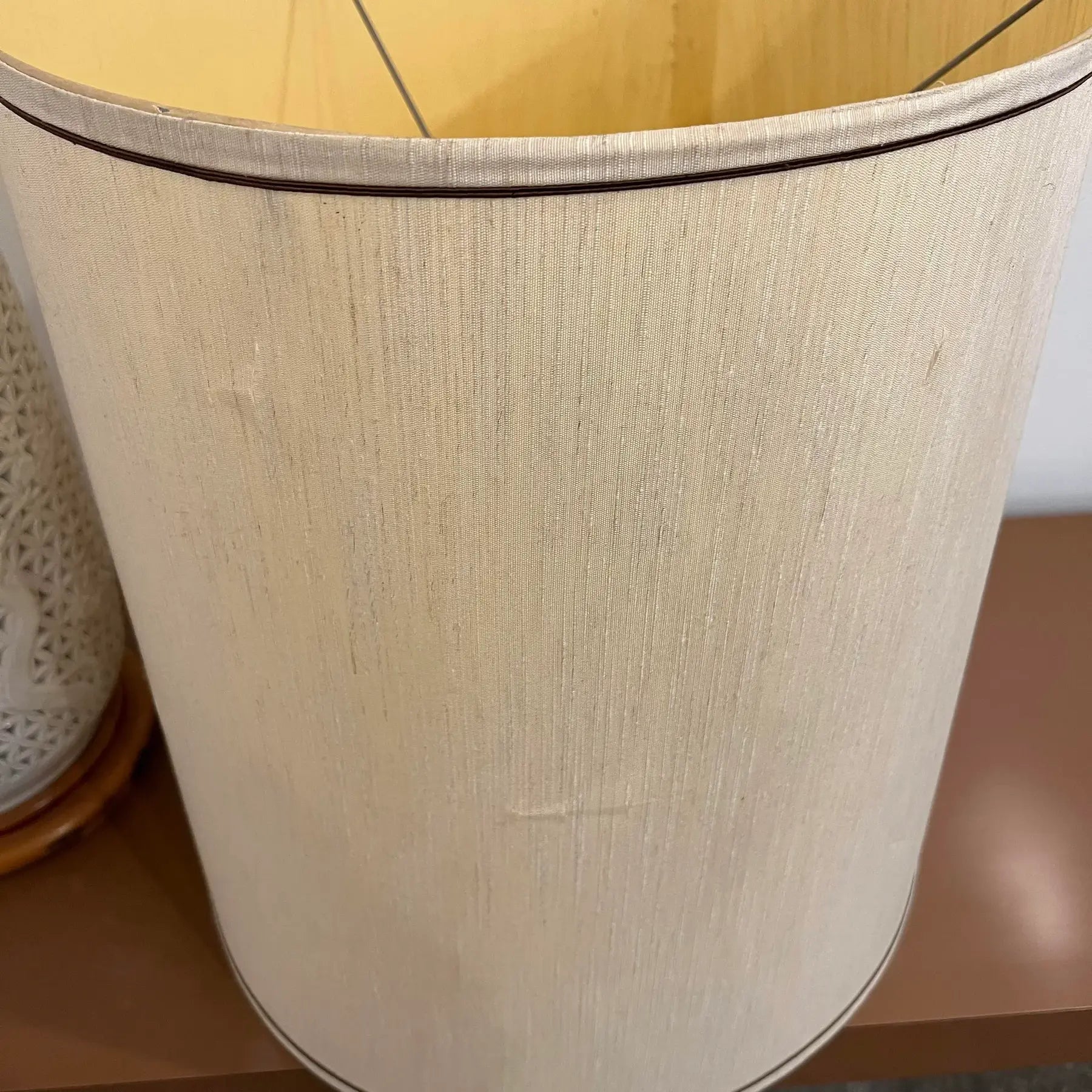 Mid-20th Century Cherry Blossom Pottery Lamp